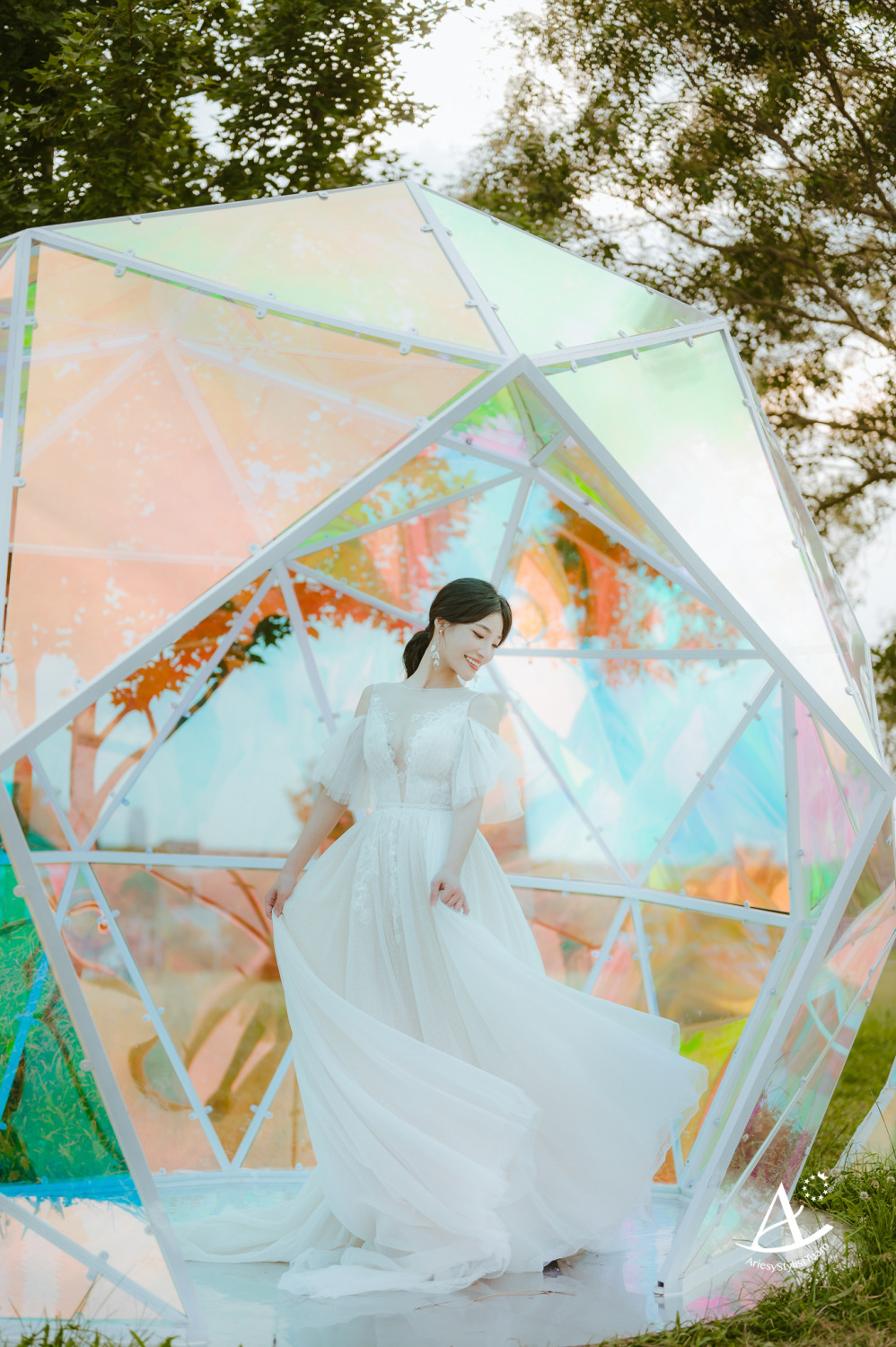 自助婚紗,婚紗造型,類白紗,婚攝大嘴,新祕Hanya,三重大都會公園,黑髮新娘,AriesyWedding