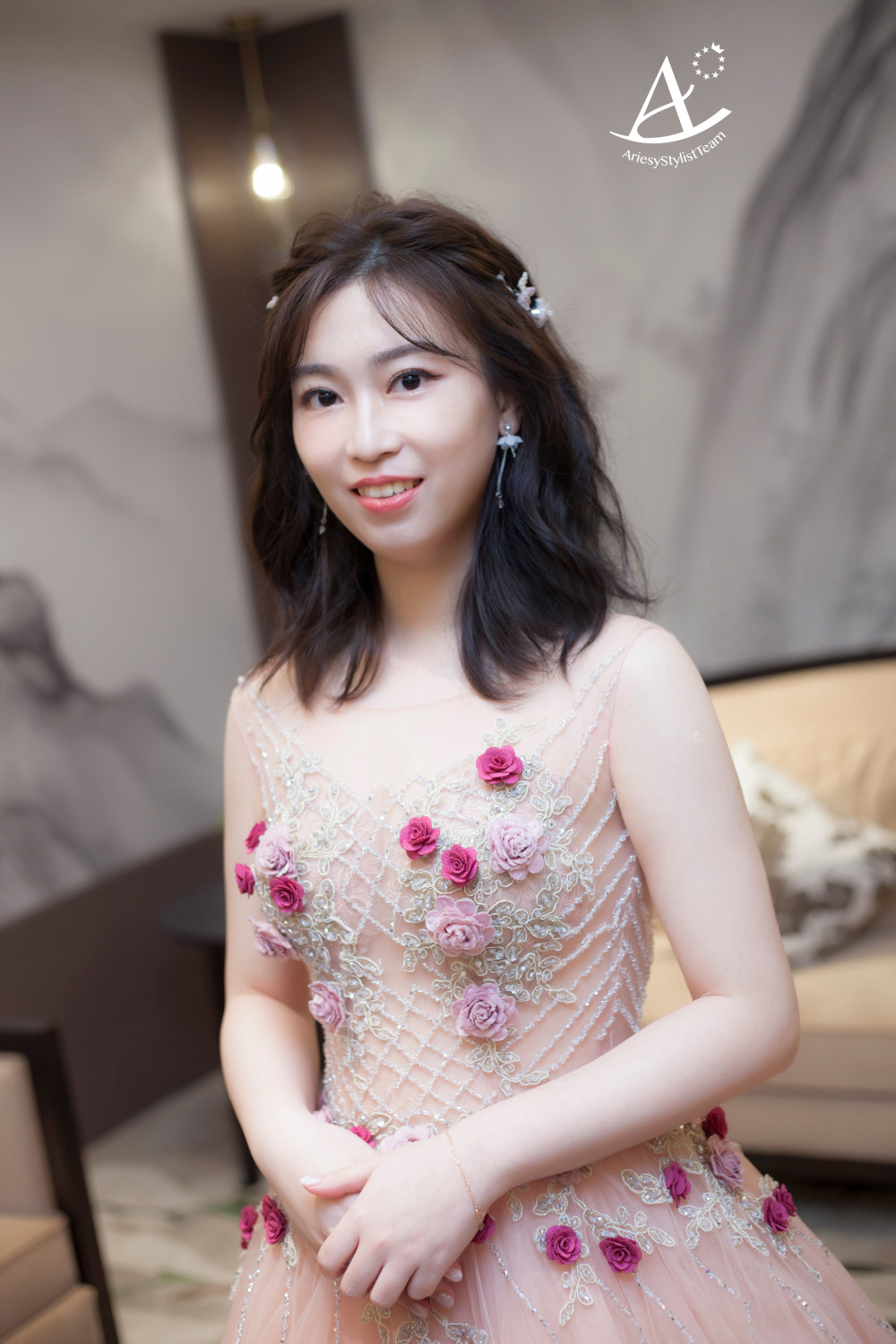 新娘秘書,台北新祕,短髮新娘造型,甜美可愛風,新娘造型,自然精緻妝感,新秘Hanya,茹曦酒店婚宴