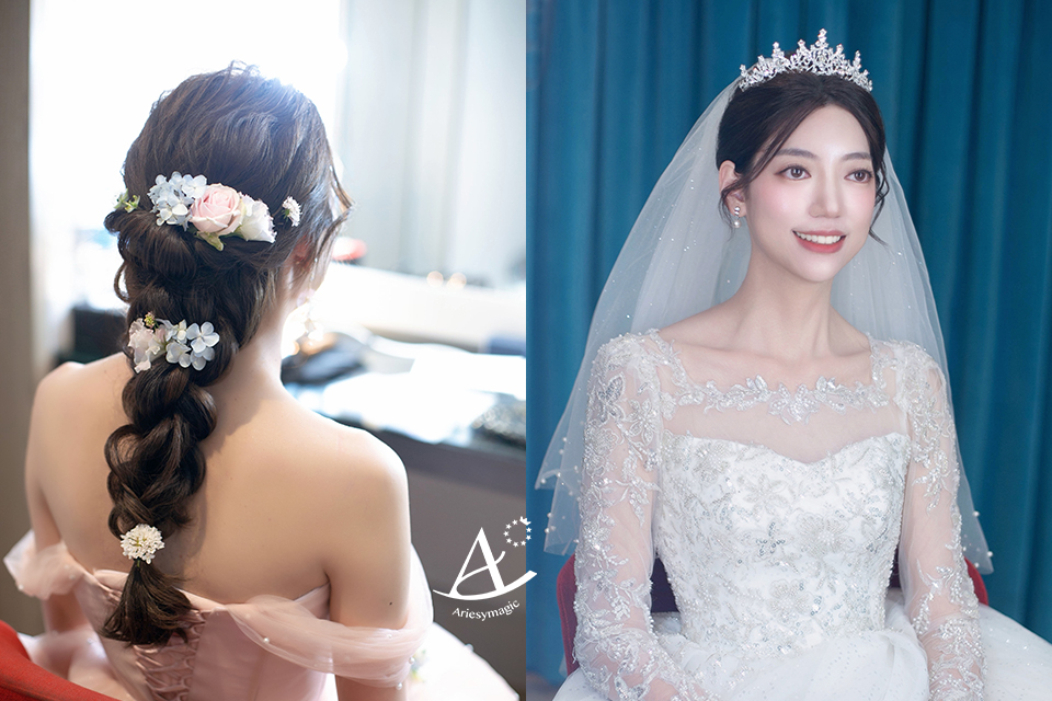 鮮花新秘,韓風新娘,編髮新娘造型,台北新秘ptt推薦,新娘秘書,愛瑞思婚紗,新秘ariesy