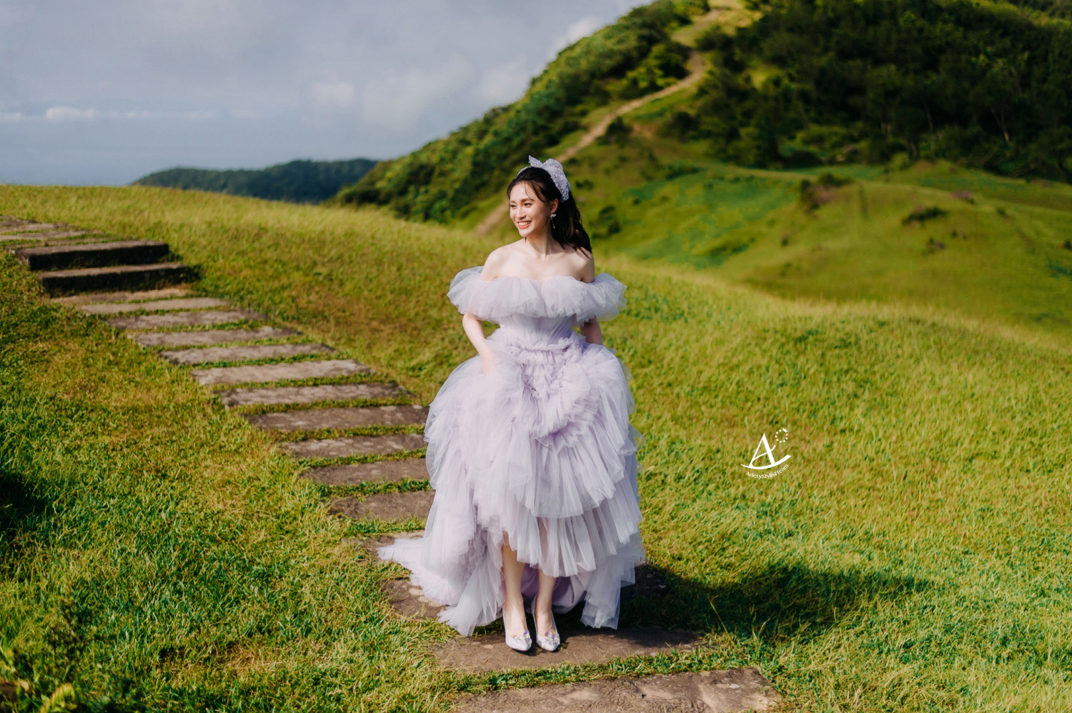 婚紗造型,浪漫粉嫩紫禮服,大嘴工作室,新祕Hanya,桃源谷,黑髮新娘,AriesyWedding,高馬尾