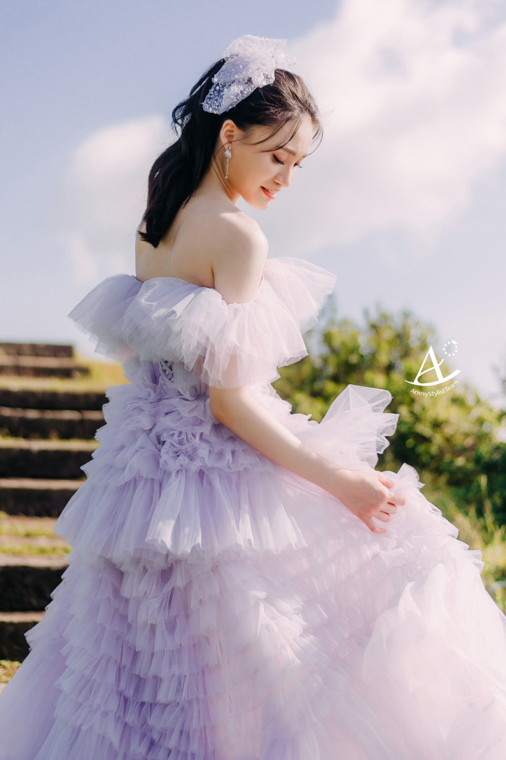 婚紗造型,浪漫粉嫩紫禮服,大嘴工作室,新祕Hanya,桃源谷,黑髮新娘,AriesyWedding,高馬尾