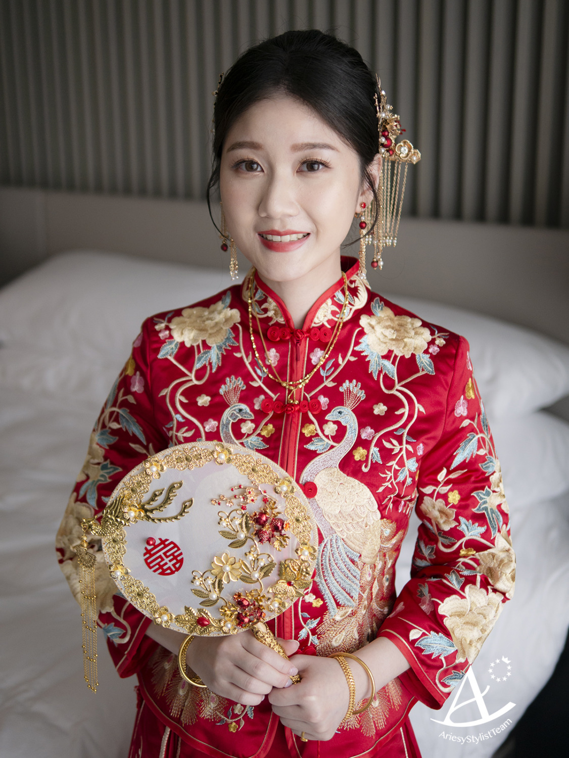台北新秘,文定造型,龍鳳掛造型,清透自然妝感,國泰萬怡婚宴,新娘秘書