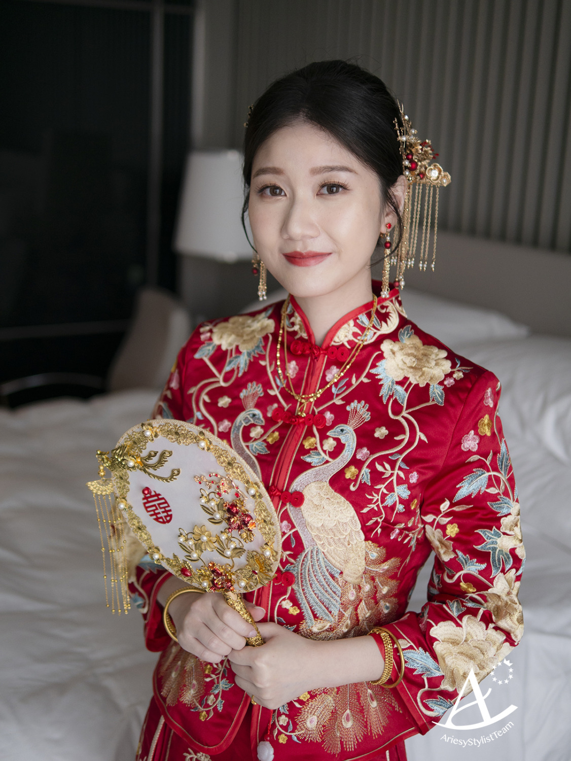 台北新秘,文定造型,龍鳳掛造型,清透自然妝感,國泰萬怡婚宴,新娘秘書
