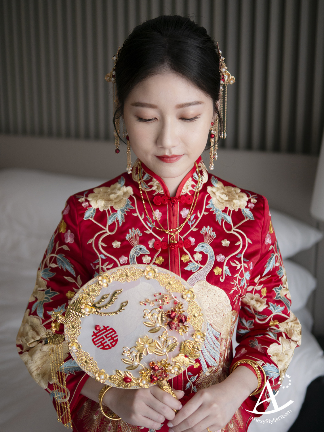 台北新秘,文定造型,龍鳳掛造型,清透自然妝感,國泰萬怡婚宴,新娘秘書