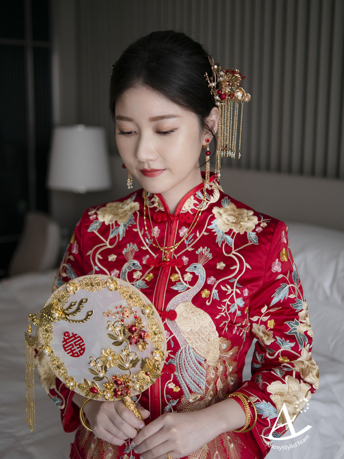 台北新秘,文定造型,龍鳳掛造型,清透自然妝感,國泰萬怡婚宴,新娘秘書