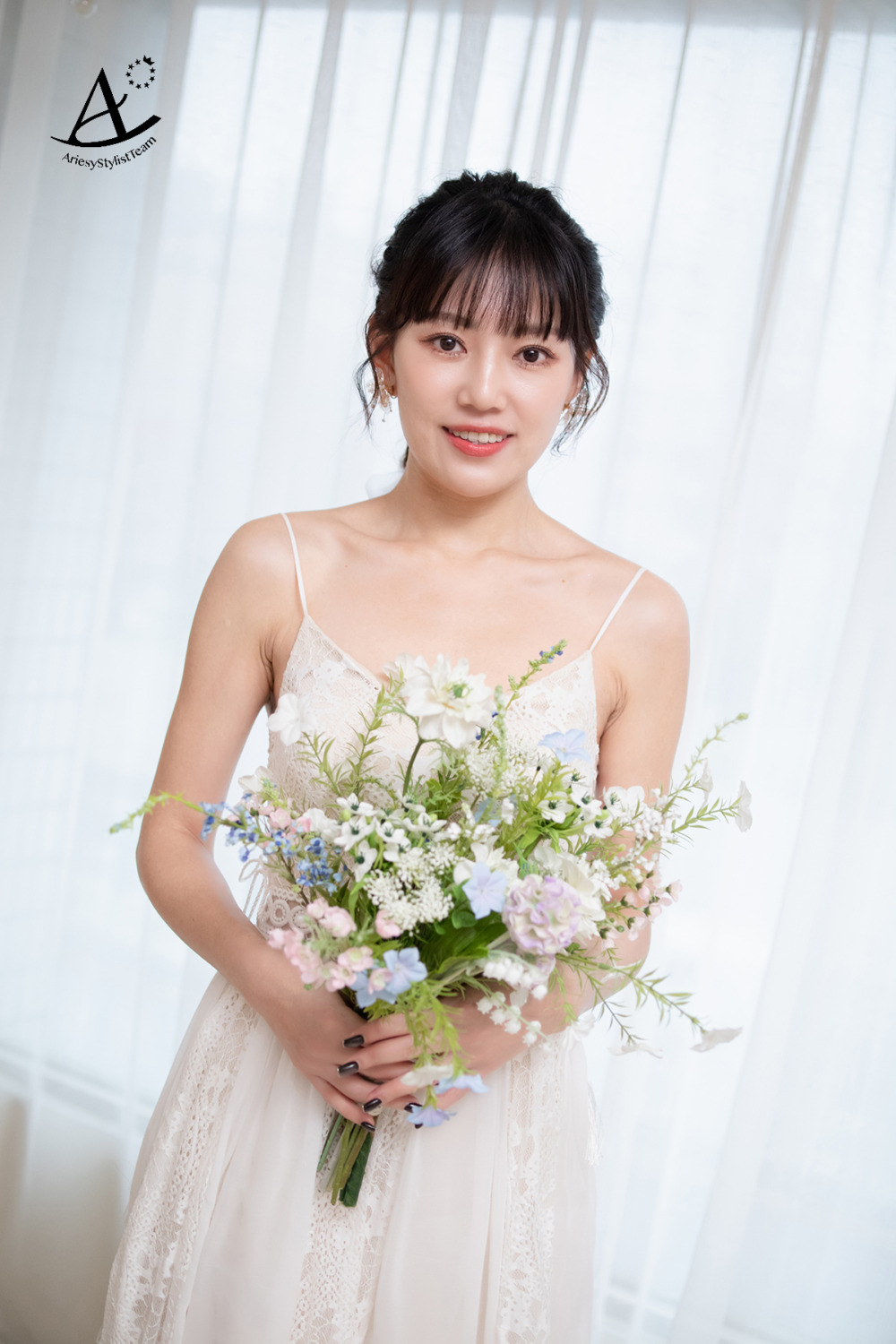 新娘秘書,妹妹頭,黑髮新娘,白紗,日系編髮