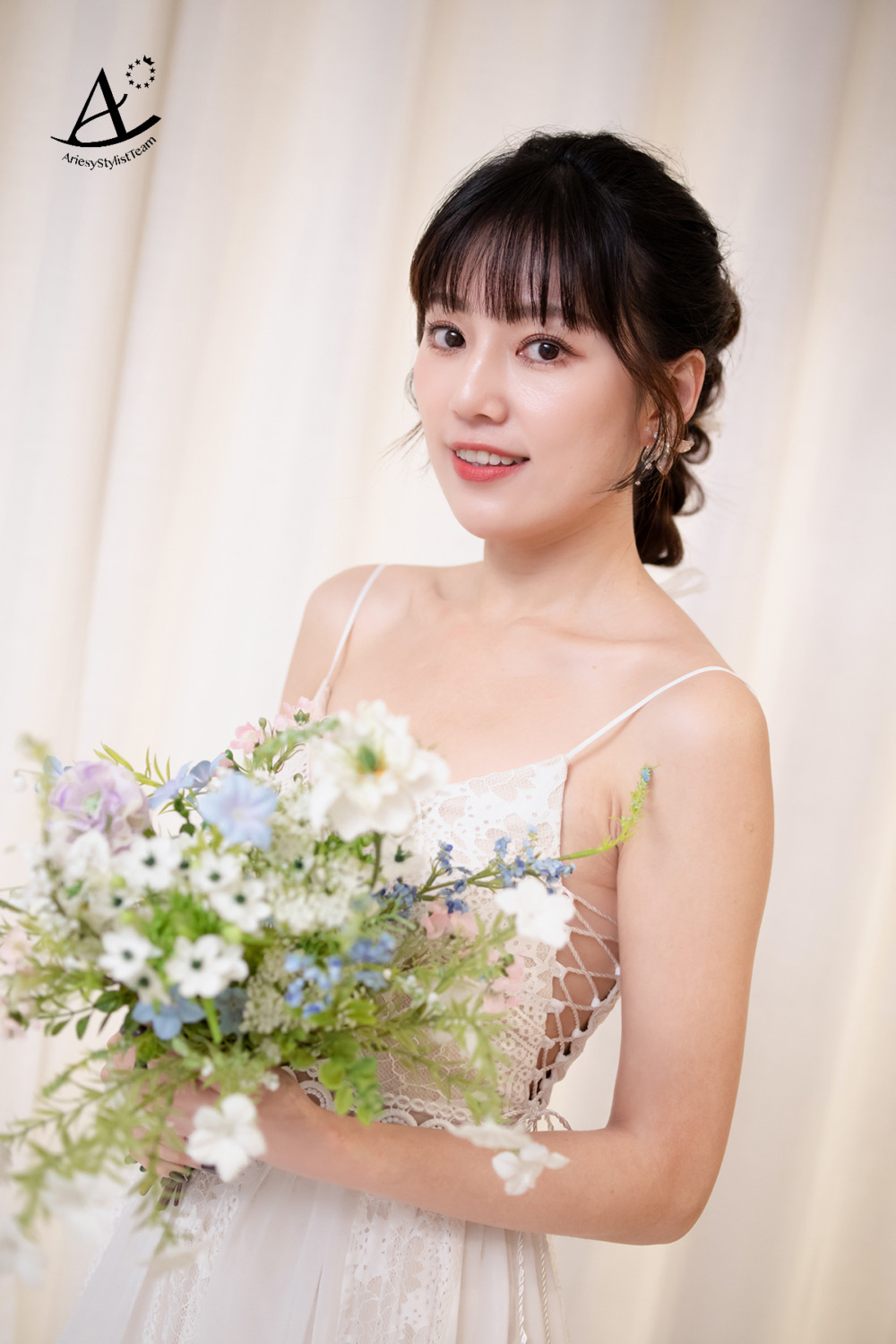 新娘秘書,妹妹頭,黑髮新娘,白紗,日系編髮