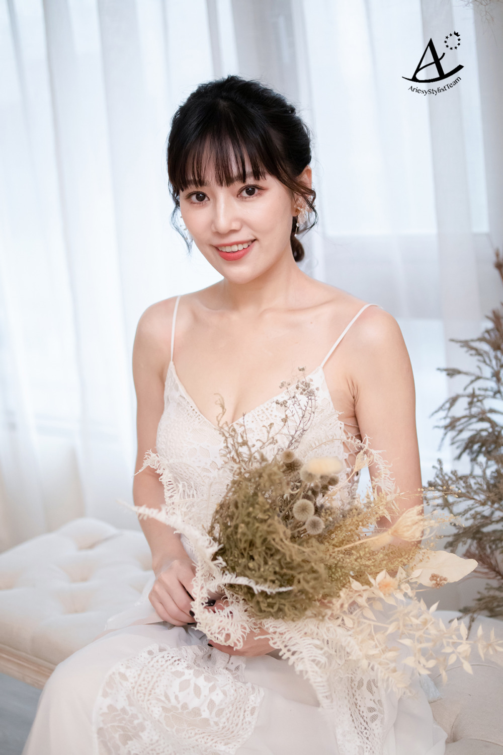 新娘秘書,妹妹頭,黑髮新娘,白紗,日系編髮