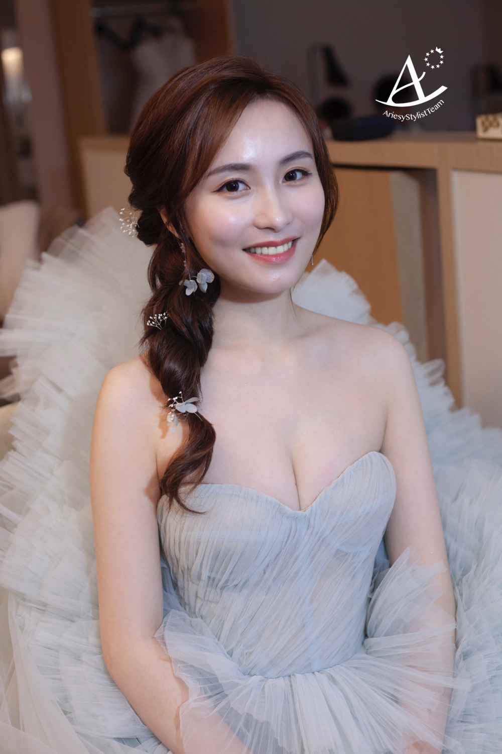 新娘秘書,送客造型,新秘,新娘造型,編髮新秘,花藝造型,甜美浪漫風