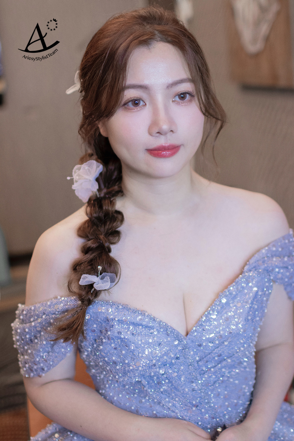新娘證婚造型,桃園新秘,新娘花藝造型,新娘清透妝感,日系編髮新娘造型,新秘
