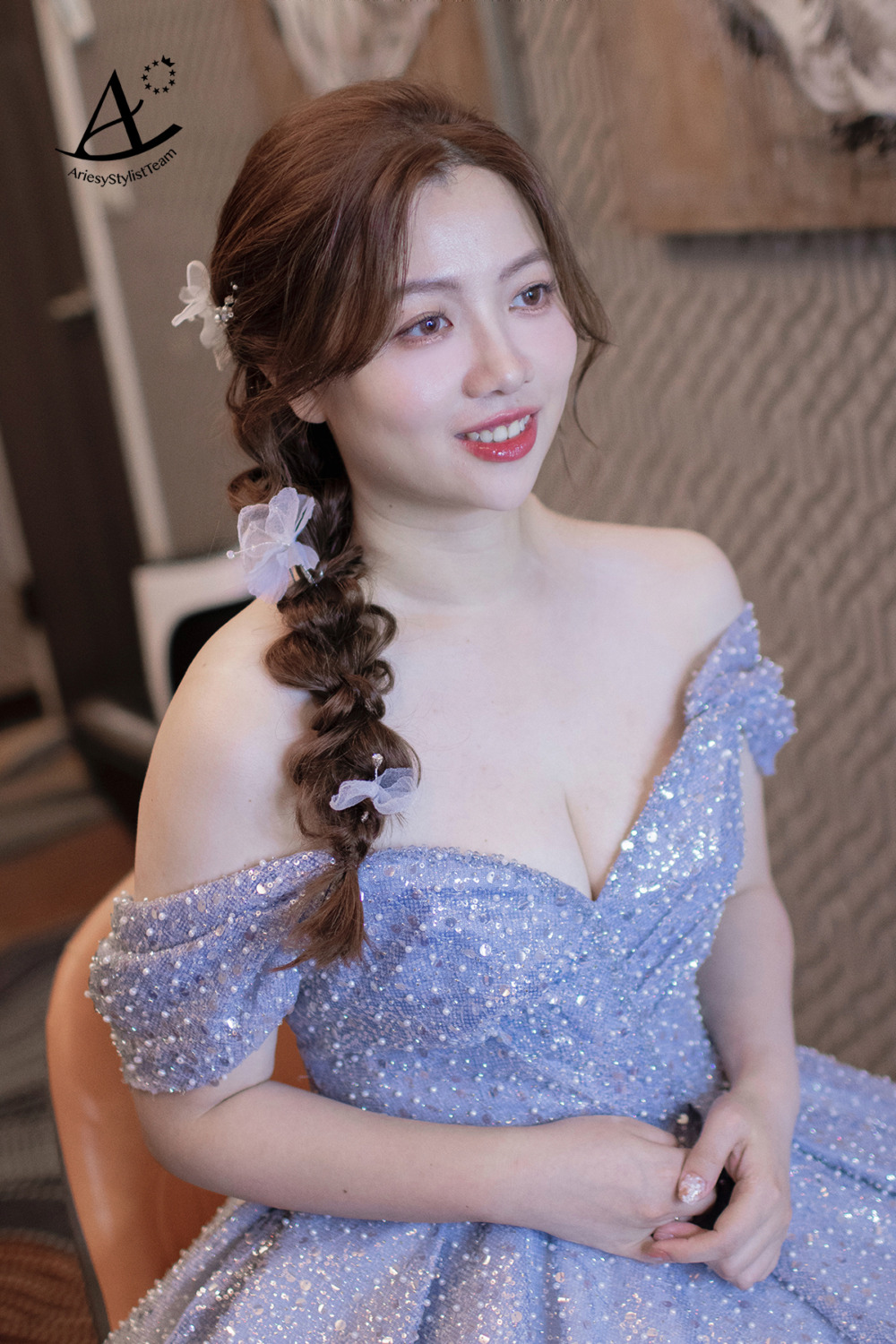 新娘證婚造型,桃園新秘,新娘花藝造型,新娘清透妝感,日系編髮新娘造型,新秘