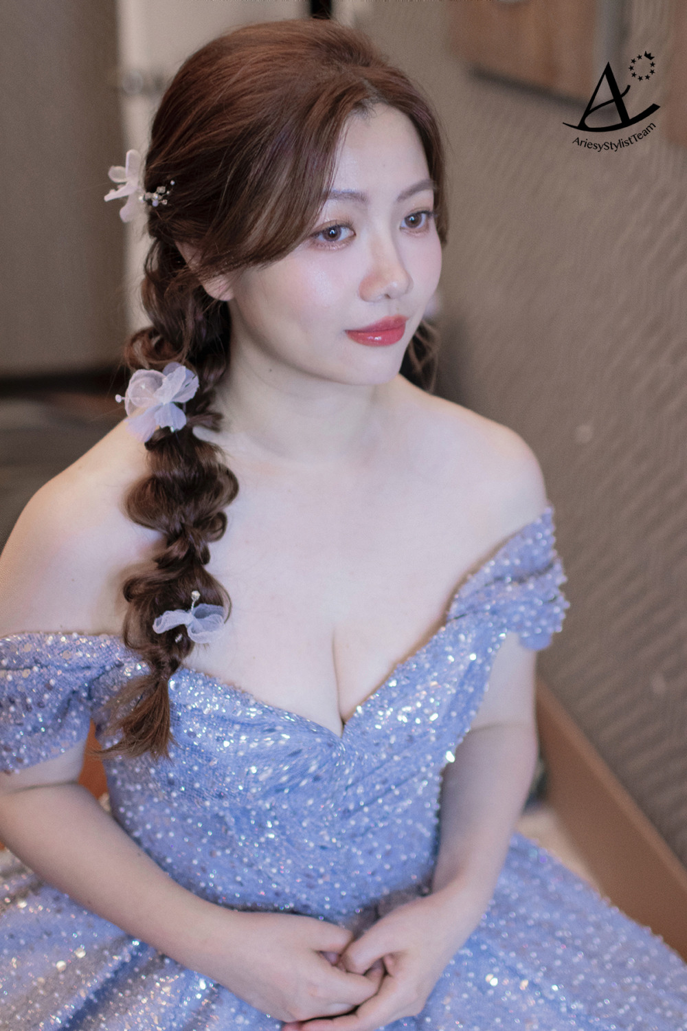 新娘證婚造型,桃園新秘,新娘花藝造型,新娘清透妝感,日系編髮新娘造型,新秘