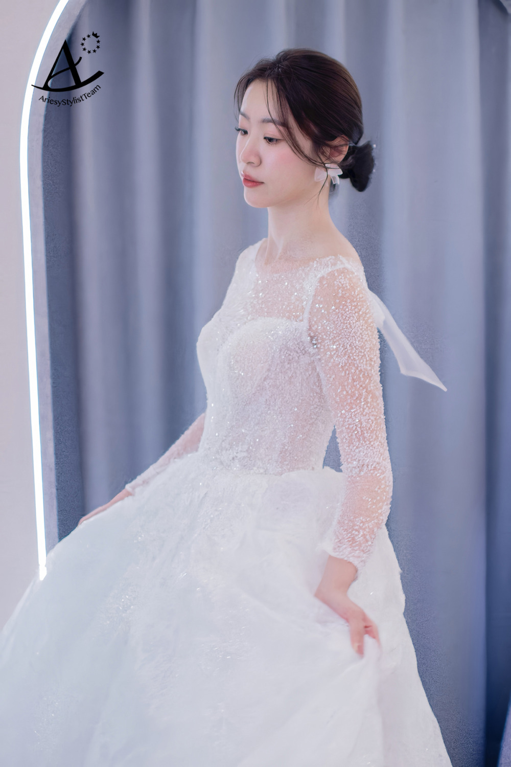 蝴蝶結髮髻新娘造型,韓系新娘造型,新娘秘書,新娘清透妝感,Jennie同款髮型,新娘韓系放髮造型