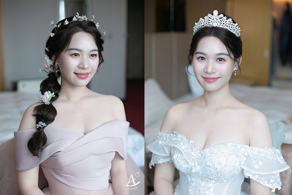 韓系清透自然新娘妝,鮮花新秘推薦Ariesy,台中新秘,送客編髮新娘造型,黑髮新秘,新娘秘書課程推薦,編髮新娘造型,新秘教學