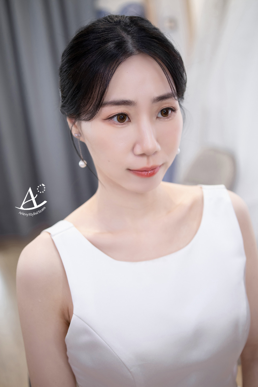 韓系妝感,黑髮新娘,台北新秘,白紗造型,新娘造型