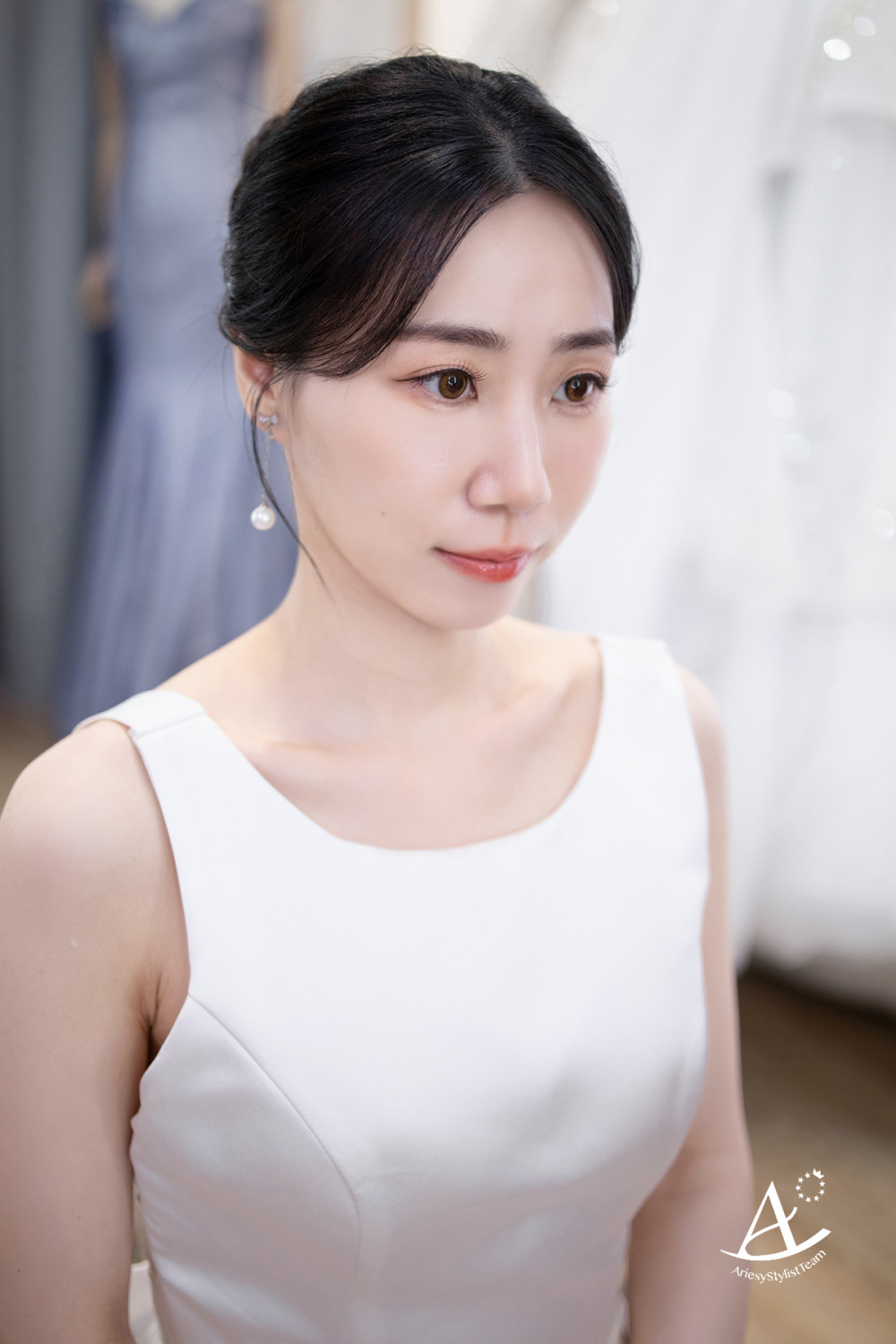 韓系妝感,黑髮新娘,台北新秘,白紗造型,新娘造型