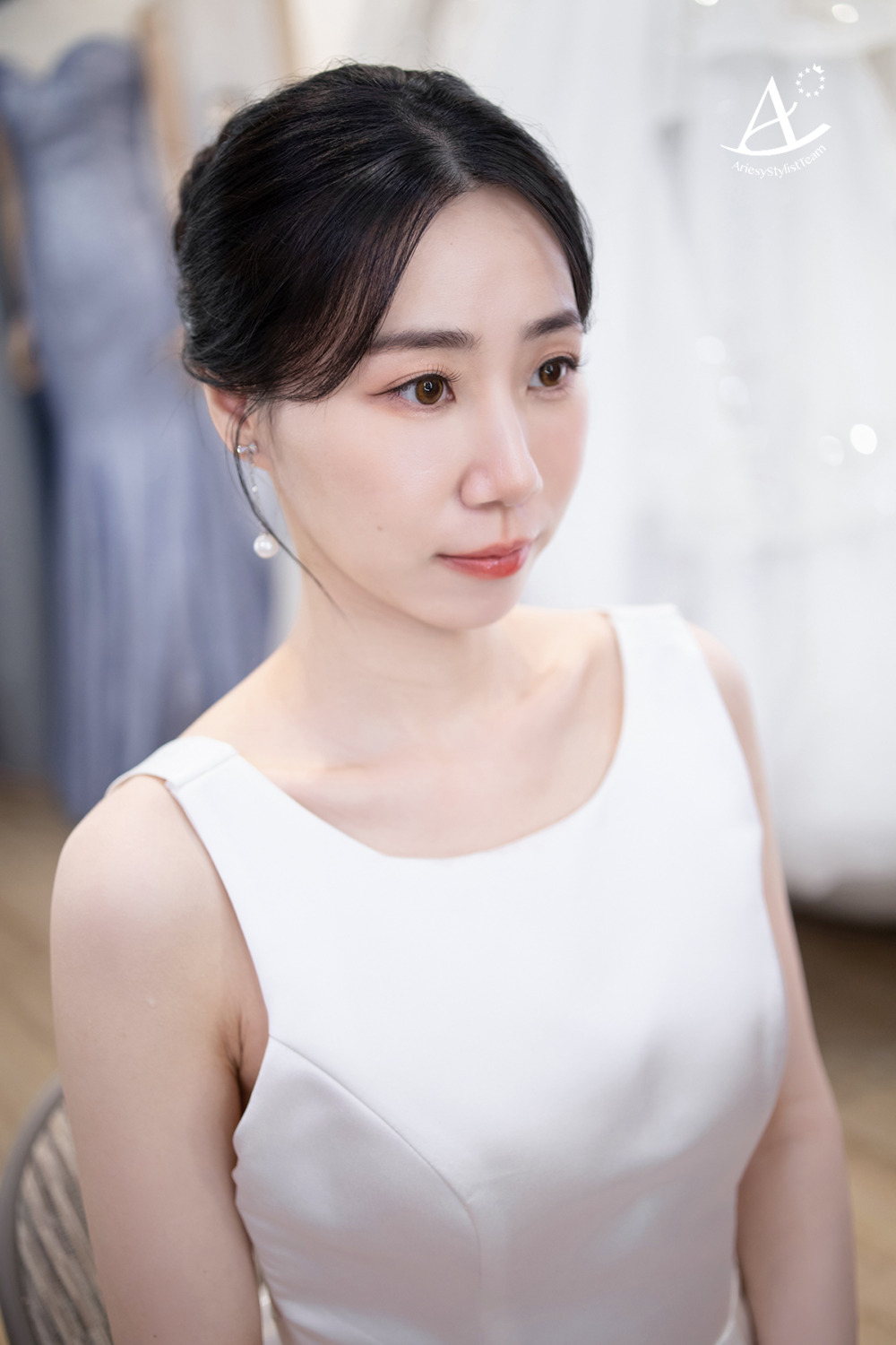 韓系妝感,黑髮新娘,台北新秘,白紗造型,新娘造型