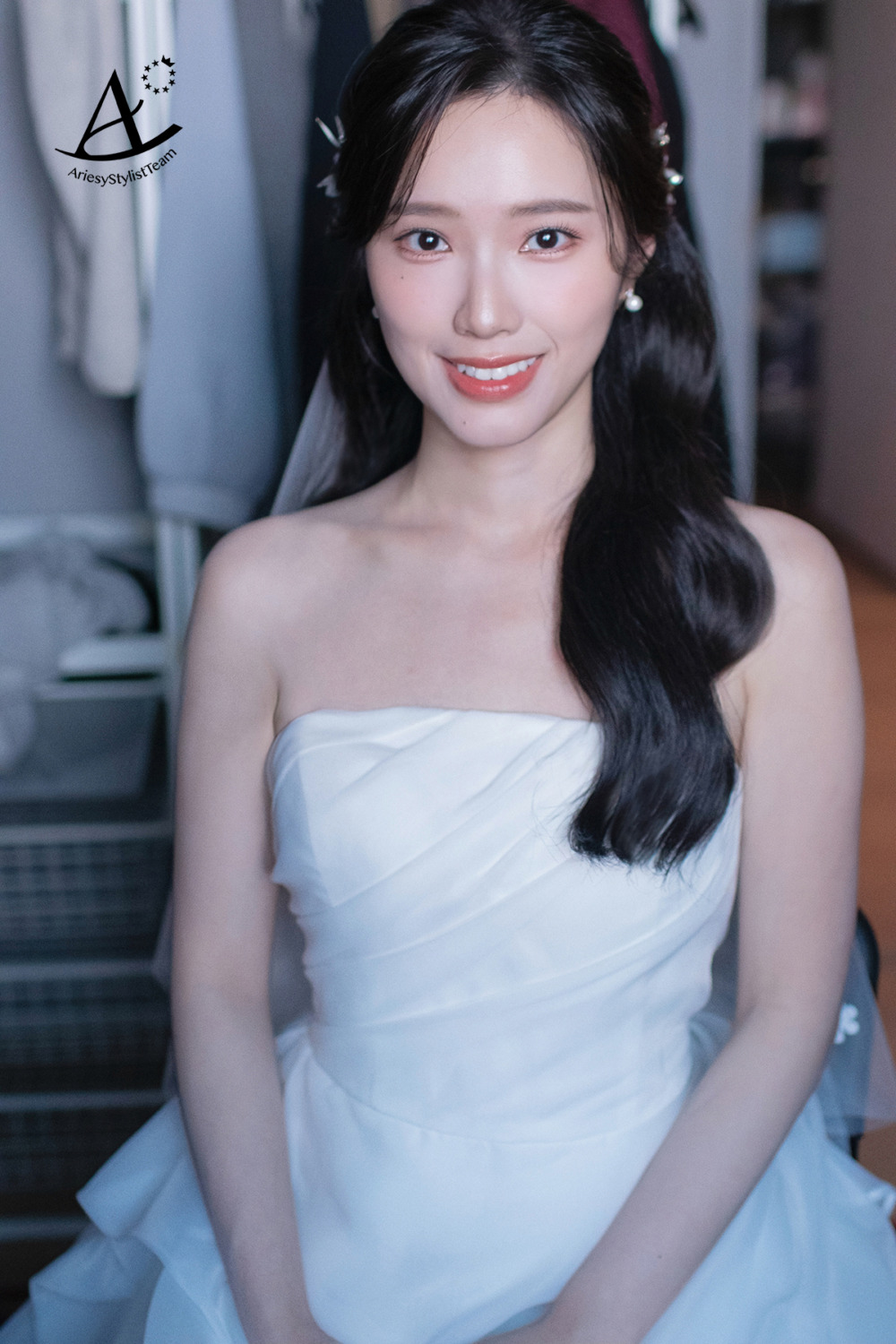 新娘妝感,台北新秘,清新白開水自然妝感,新娘秘書,韓系白紗造型,黑髮新娘造型