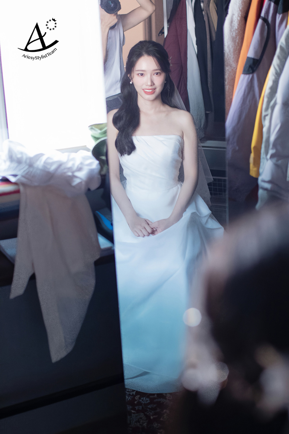 新娘妝感,台北新秘,清新白開水自然妝感,新娘秘書,韓系白紗造型,黑髮新娘造型
