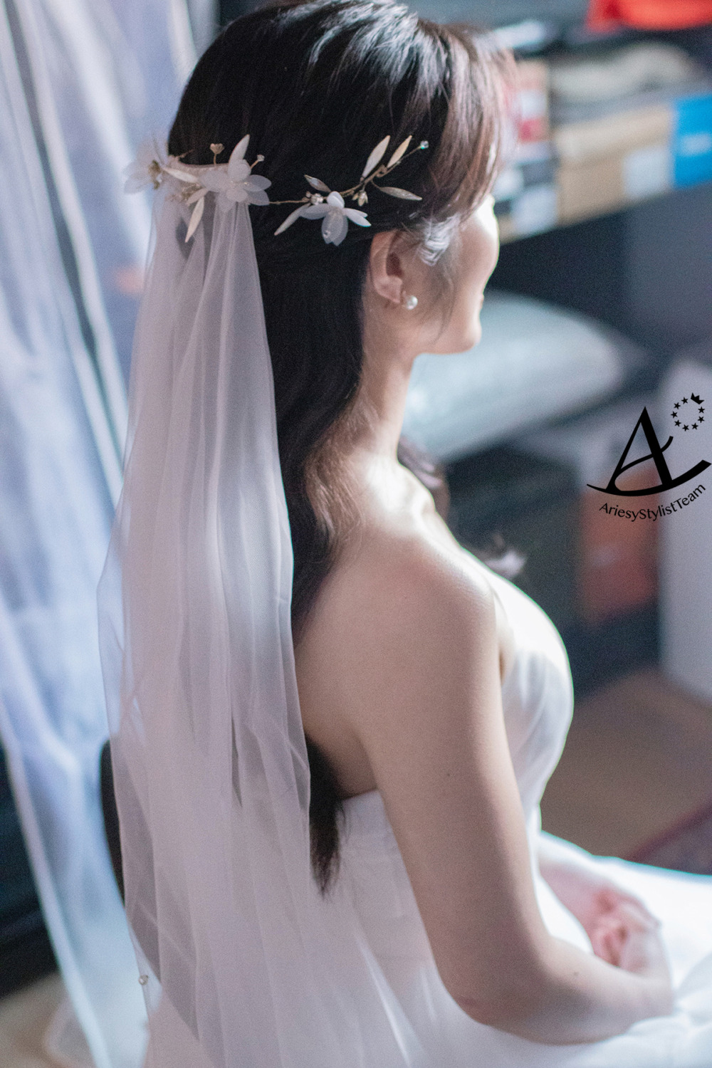 新娘妝感,台北新秘,清新白開水自然妝感,新娘秘書,韓系白紗造型,黑髮新娘造型