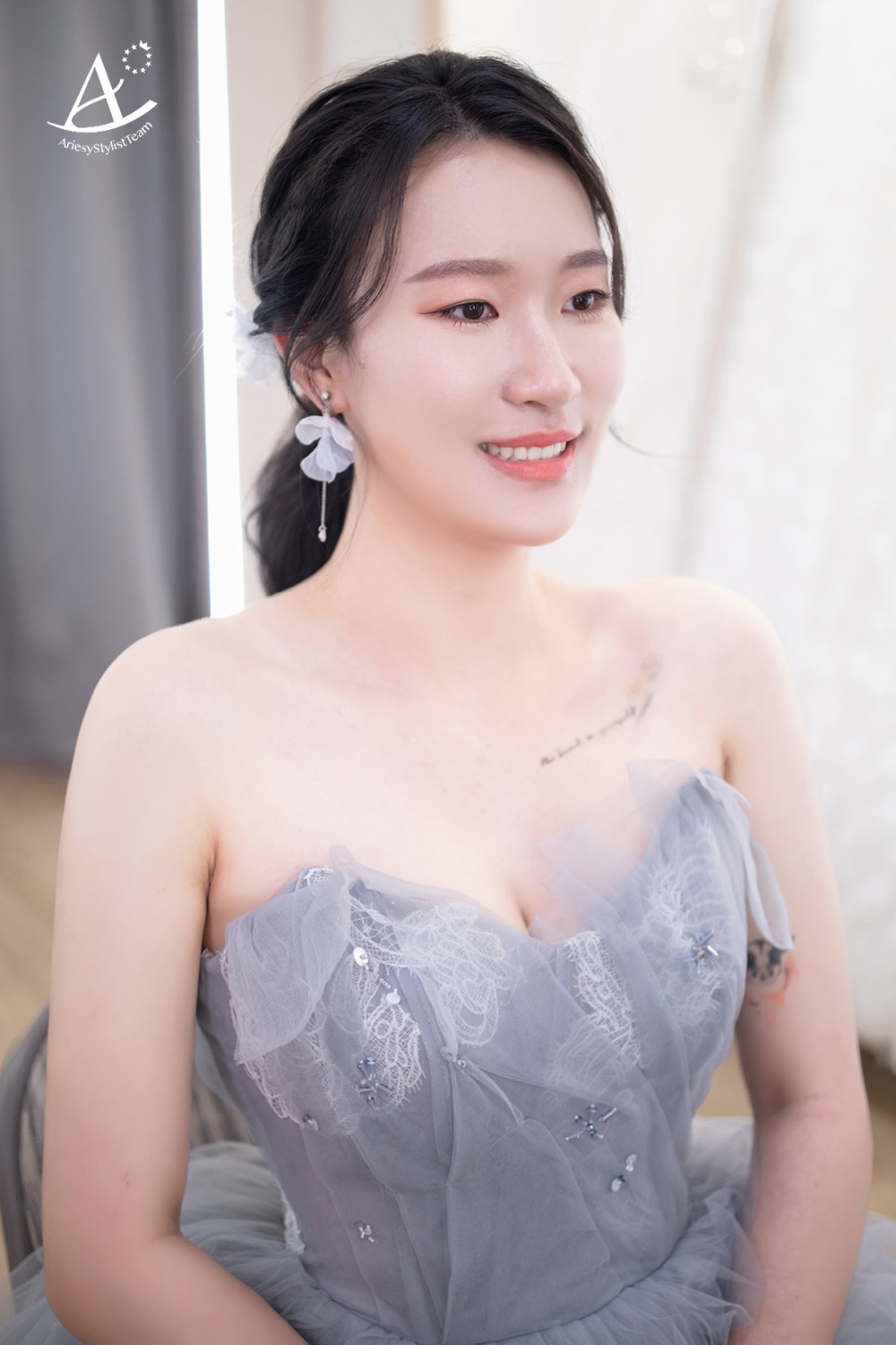 低馬尾,單眼皮,新秘,黑髮新娘,新娘造型