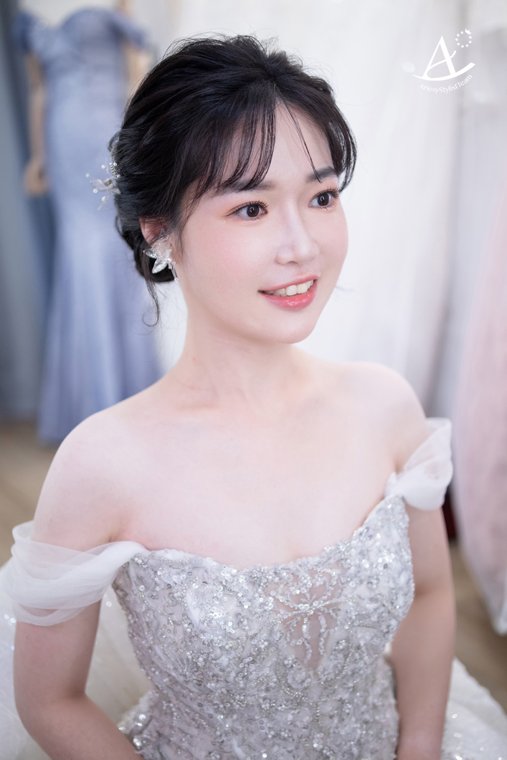 韓系妝感,黑髮新娘,台北新秘,白紗造型,新娘造型