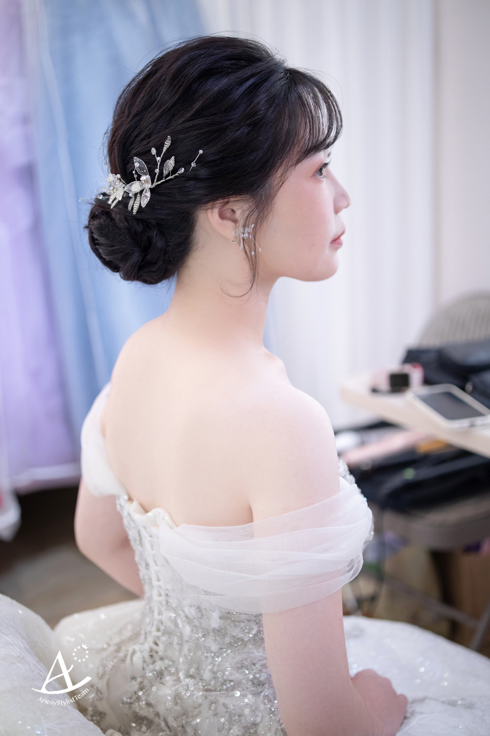 韓系妝感,黑髮新娘,台北新秘,白紗造型,新娘造型