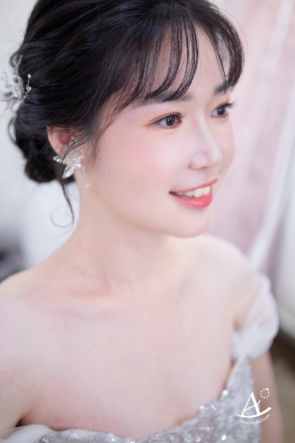 韓系妝感,黑髮新娘,台北新秘,白紗造型,新娘造型