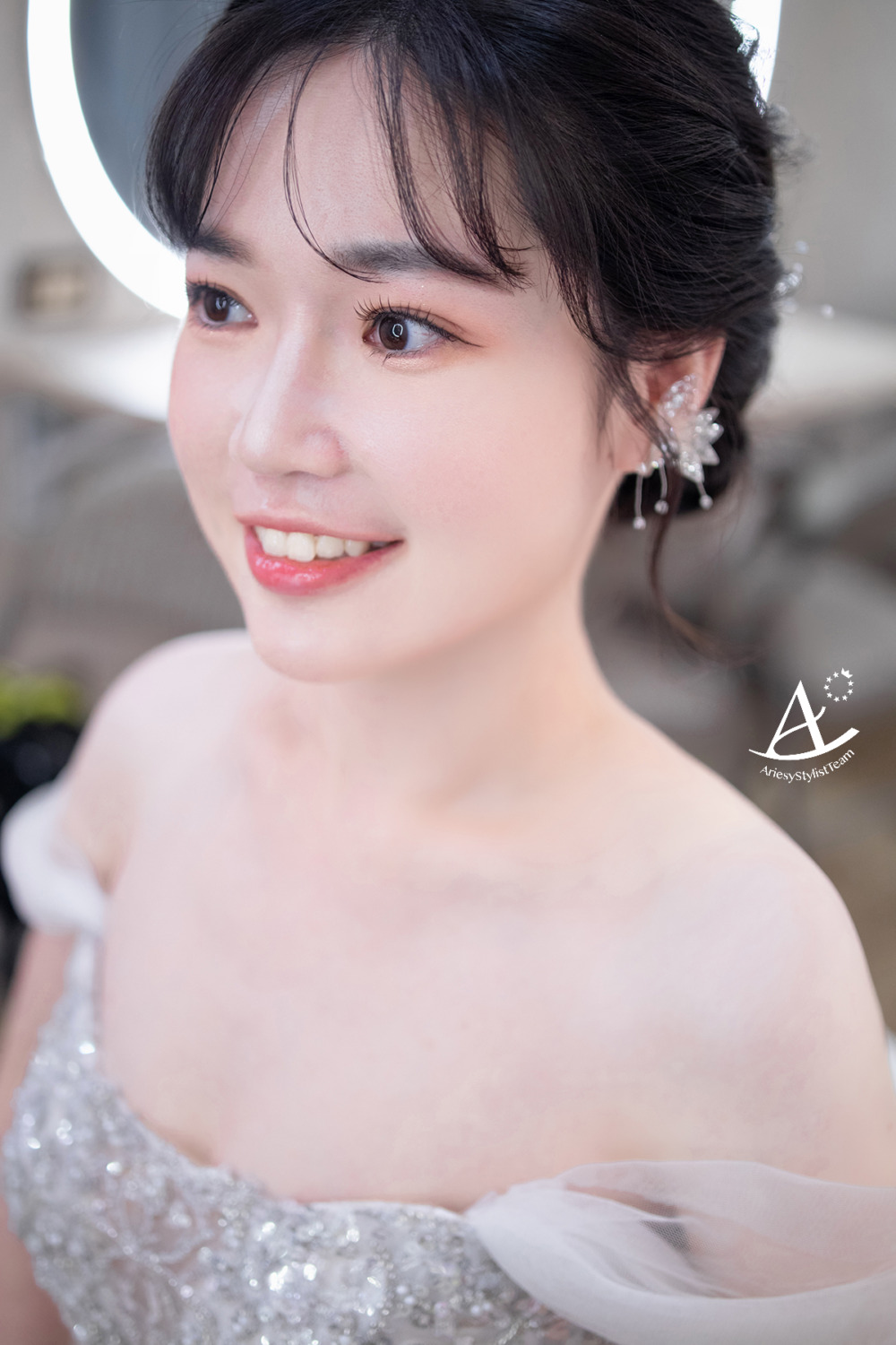韓系妝感,黑髮新娘,台北新秘,白紗造型,新娘造型