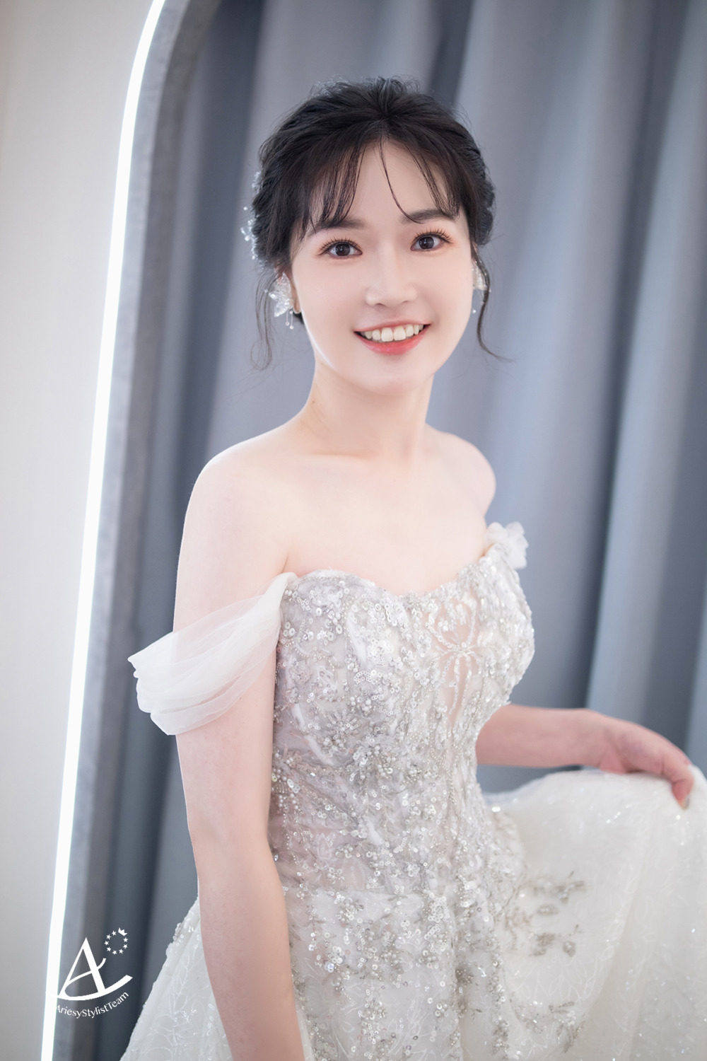 韓系妝感,黑髮新娘,台北新秘,白紗造型,新娘造型