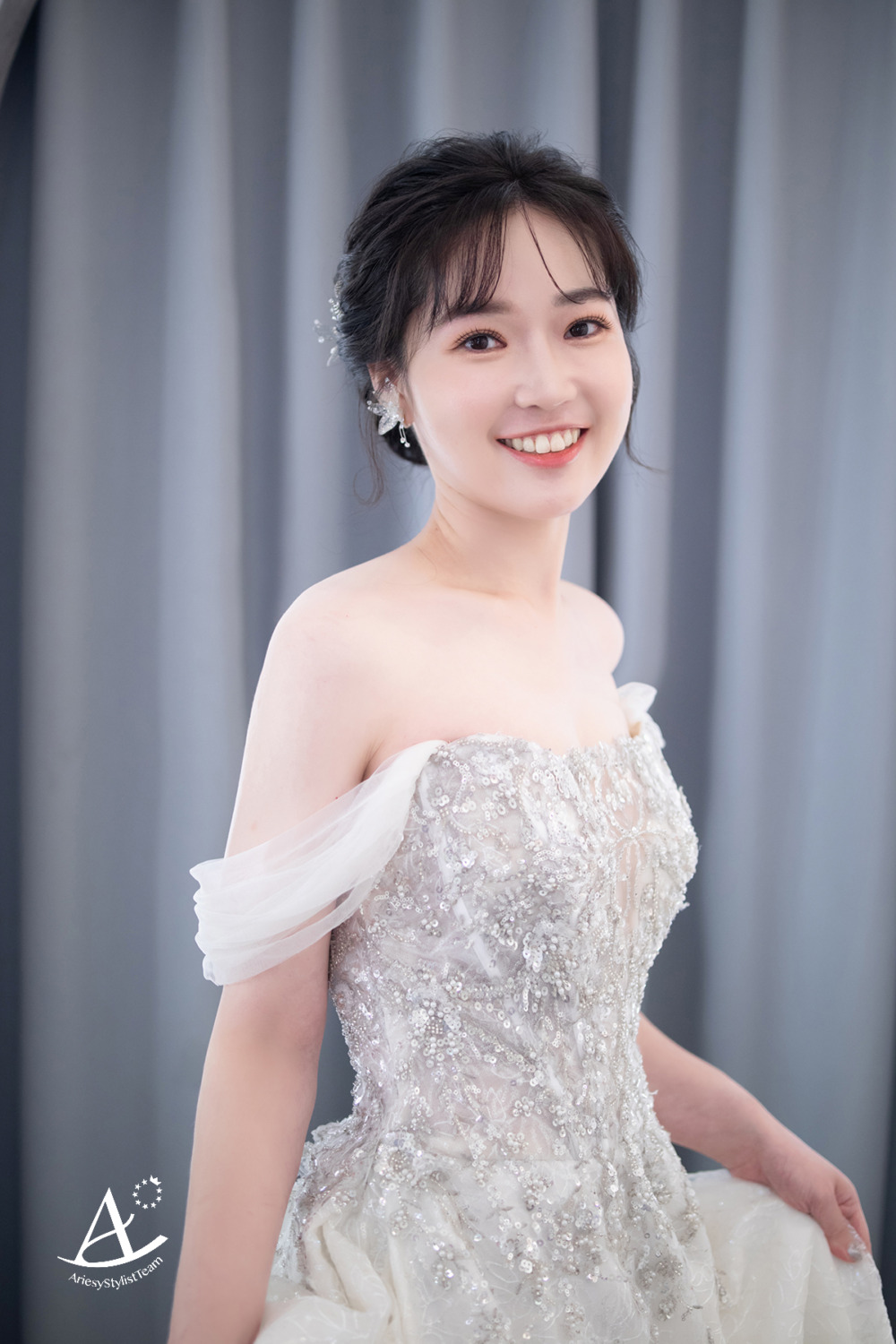 韓系妝感,黑髮新娘,台北新秘,白紗造型,新娘造型