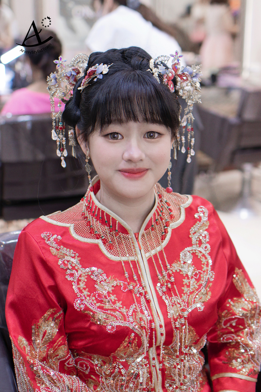 新娘韓系白紗造型,新秘,單眼皮新娘妝感,黑髮編髮新娘造型,皇家薇庭新娘造型,龍鳳褂古裝新娘造型