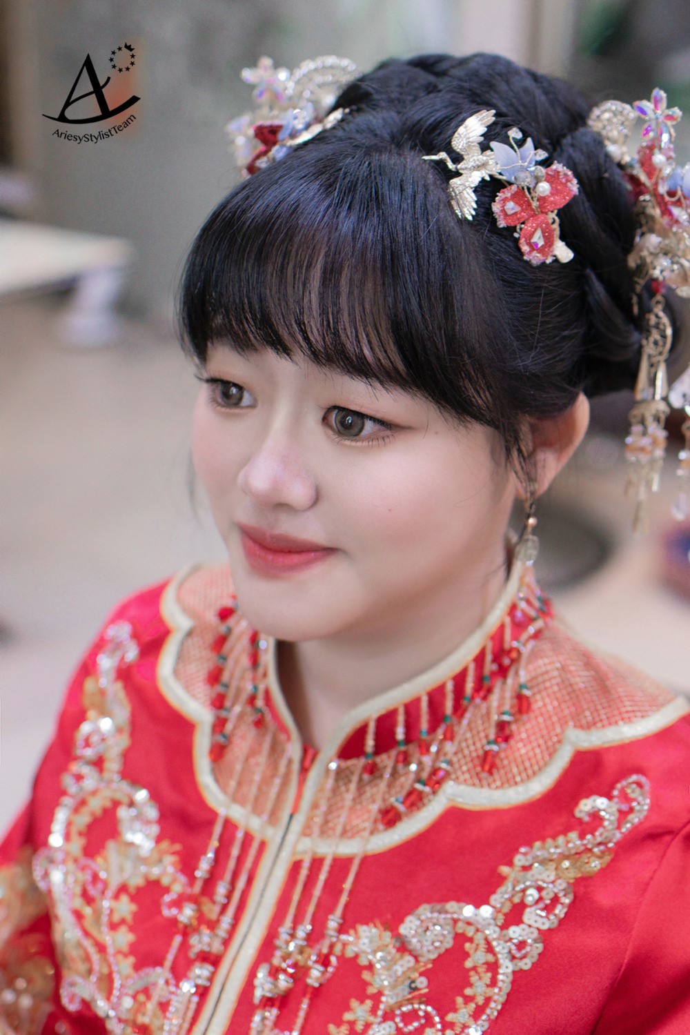 新娘韓系白紗造型,新秘,單眼皮新娘妝感,黑髮編髮新娘造型,皇家薇庭新娘造型,龍鳳褂古裝新娘造型