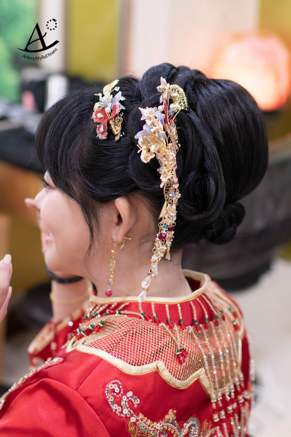 新娘韓系白紗造型,新秘,單眼皮新娘妝感,黑髮編髮新娘造型,皇家薇庭新娘造型,龍鳳褂古裝新娘造型