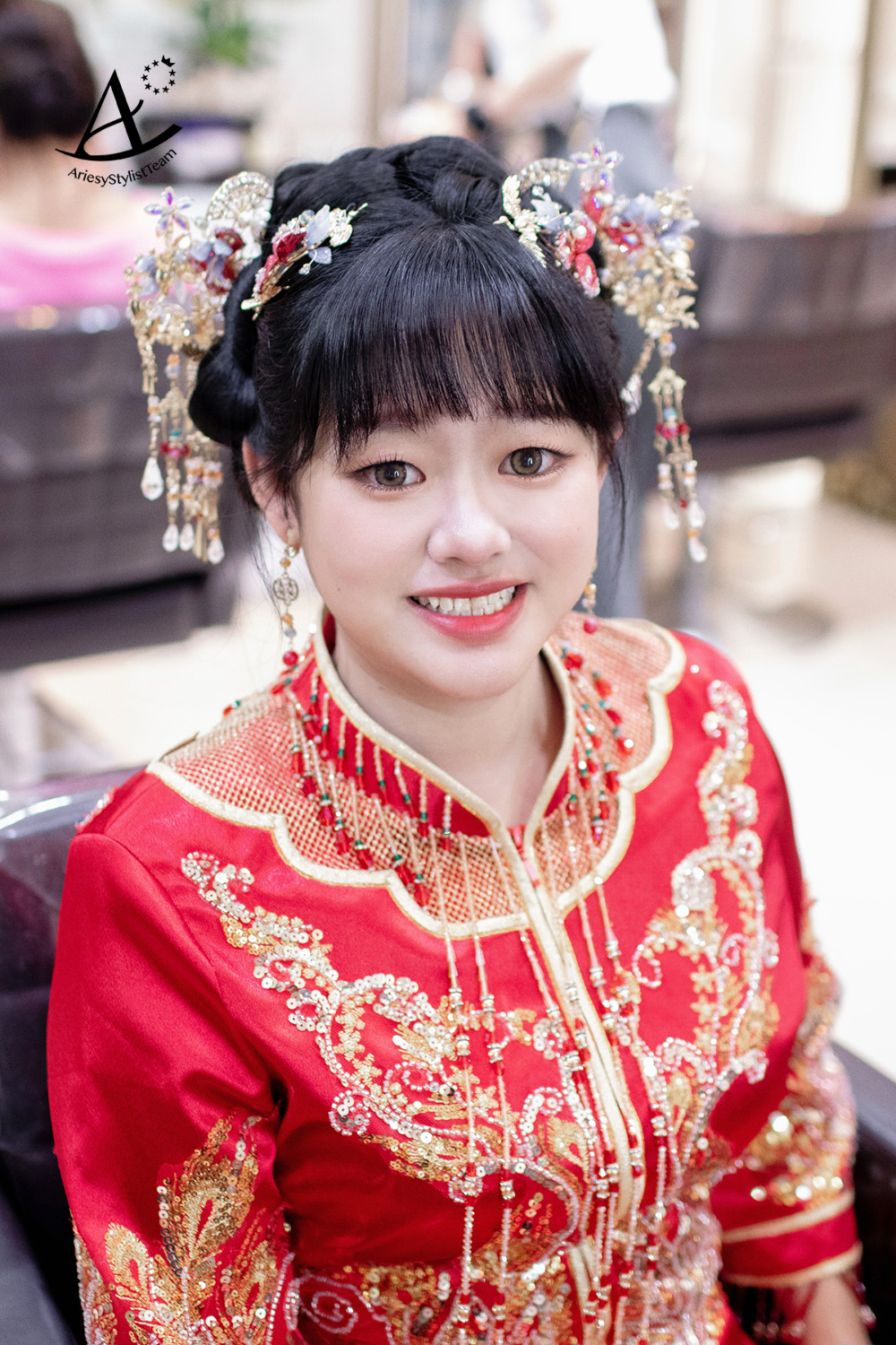 新娘韓系白紗造型,新秘,單眼皮新娘妝感,黑髮編髮新娘造型,皇家薇庭新娘造型,龍鳳褂古裝新娘造型