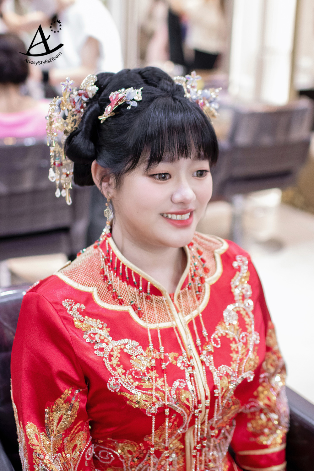 新娘韓系白紗造型,新秘,單眼皮新娘妝感,黑髮編髮新娘造型,皇家薇庭新娘造型,龍鳳褂古裝新娘造型