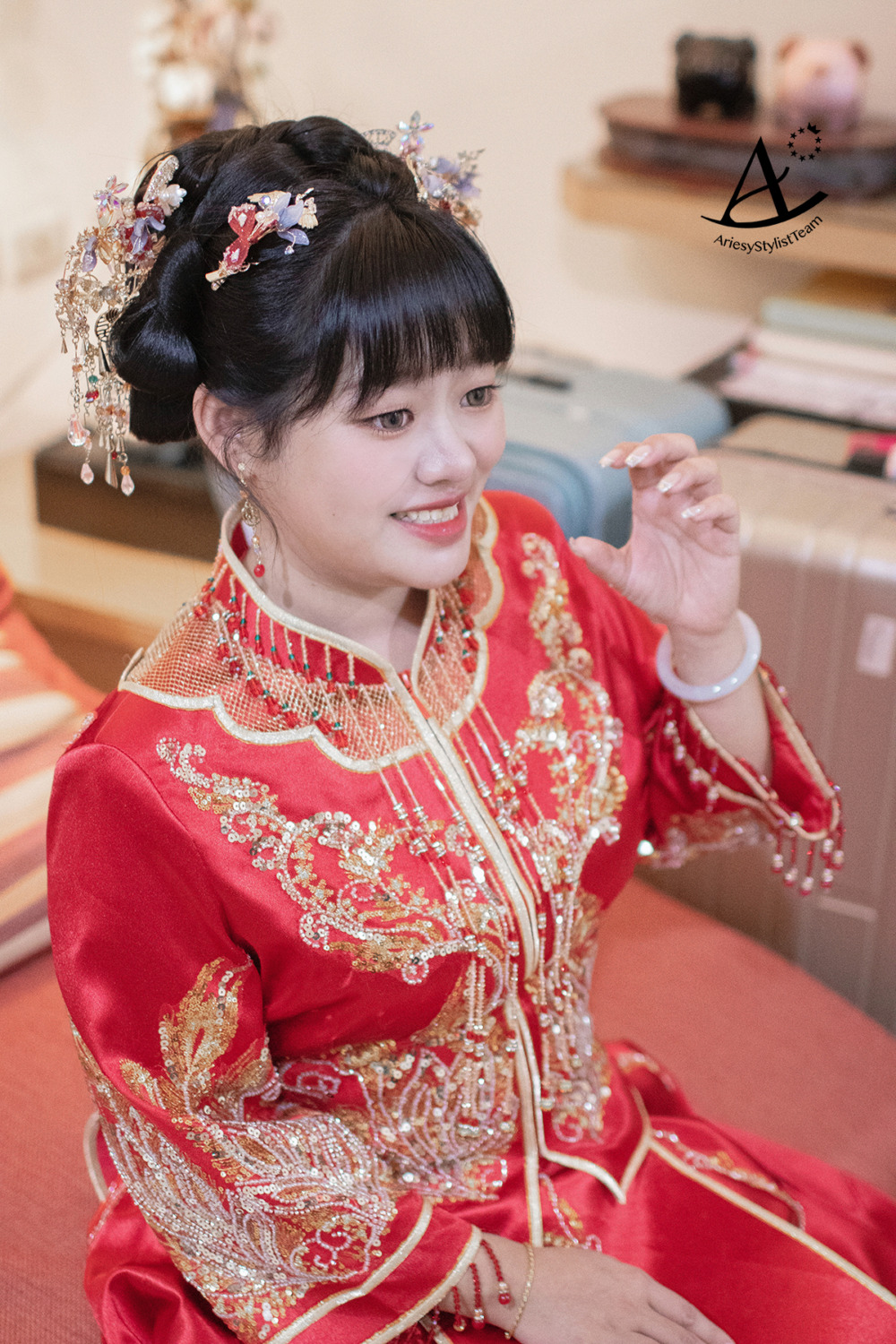 新娘韓系白紗造型,新秘,單眼皮新娘妝感,黑髮編髮新娘造型,皇家薇庭新娘造型,龍鳳褂古裝新娘造型