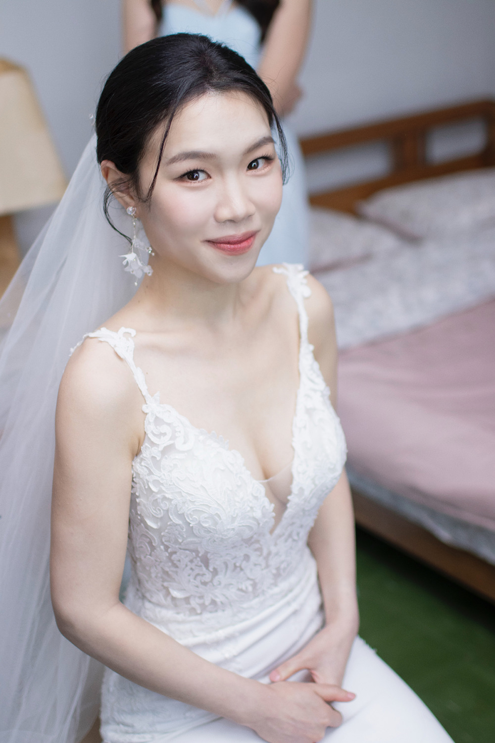 韓系白紗造型,新秘,新娘秘書,黑髮編髮文定造型,台北漢來大飯店新娘,清透新娘妝感