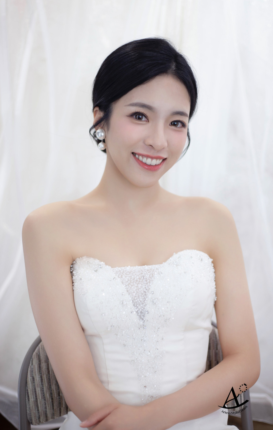 新秘|新中式古典新娘造型韓系乾淨低盤髮白紗造型 廷 新秘,新娘造型,白紗造型,韓風,盤髮造型,輕透妝感