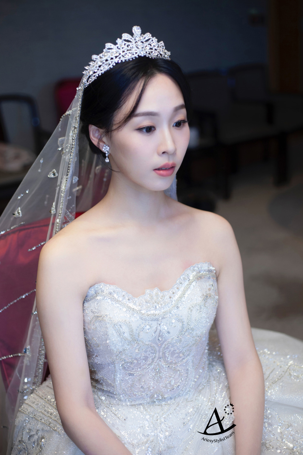 台北新秘,新娘造型,名媛風,進場,編髮新秘,輕透妝感,黑髮新娘,單眼皮新娘