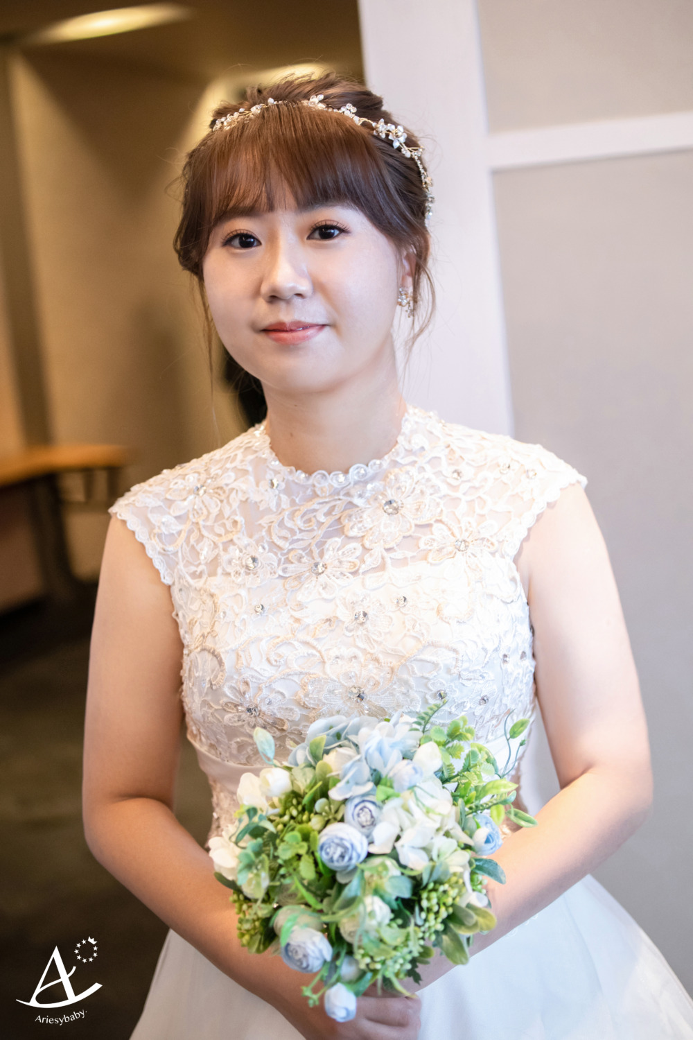 白紗造型,線條盤髮,自然妝感,蓬鬆編髮,新娘秘書
