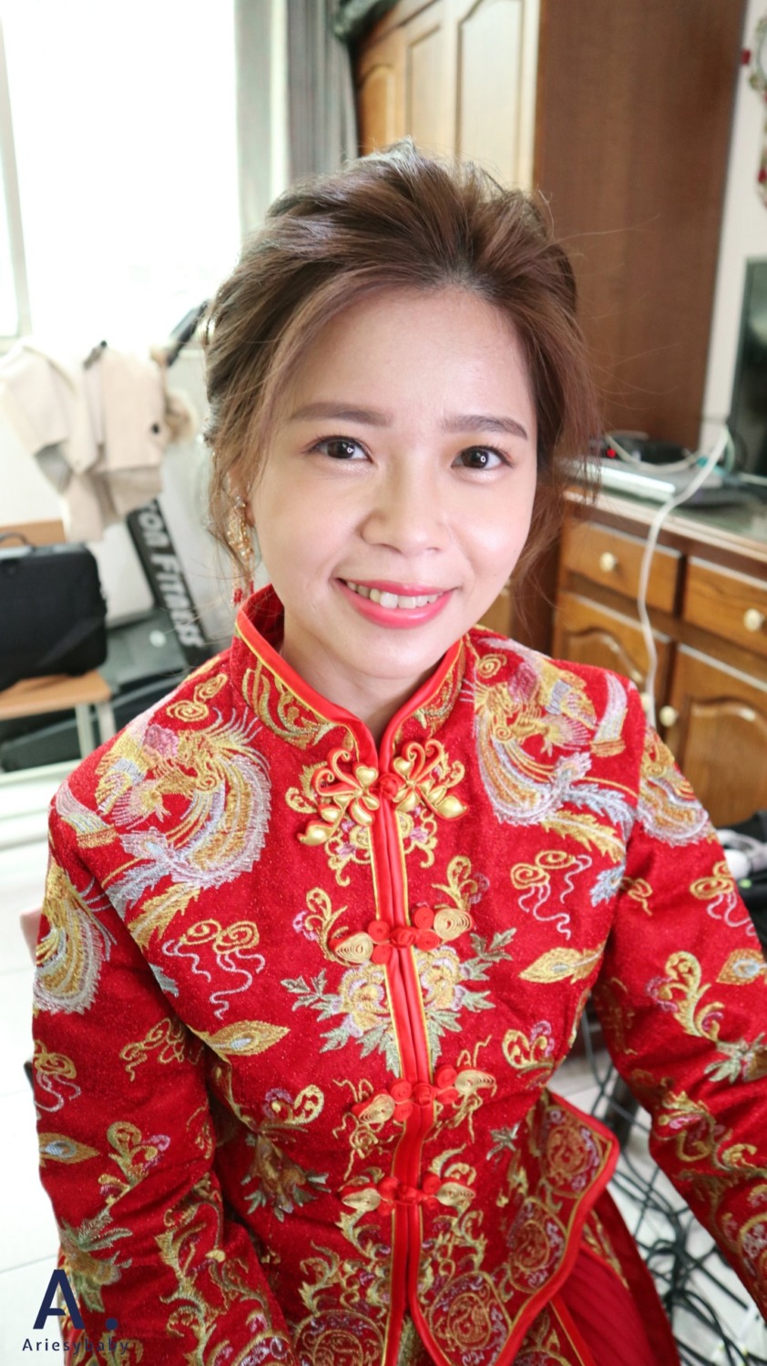 台北新祕,新祕,新娘秘書,秀禾服,文定造型,中式造型,Ariesybaby造型團隊,清透妝感,新娘造型