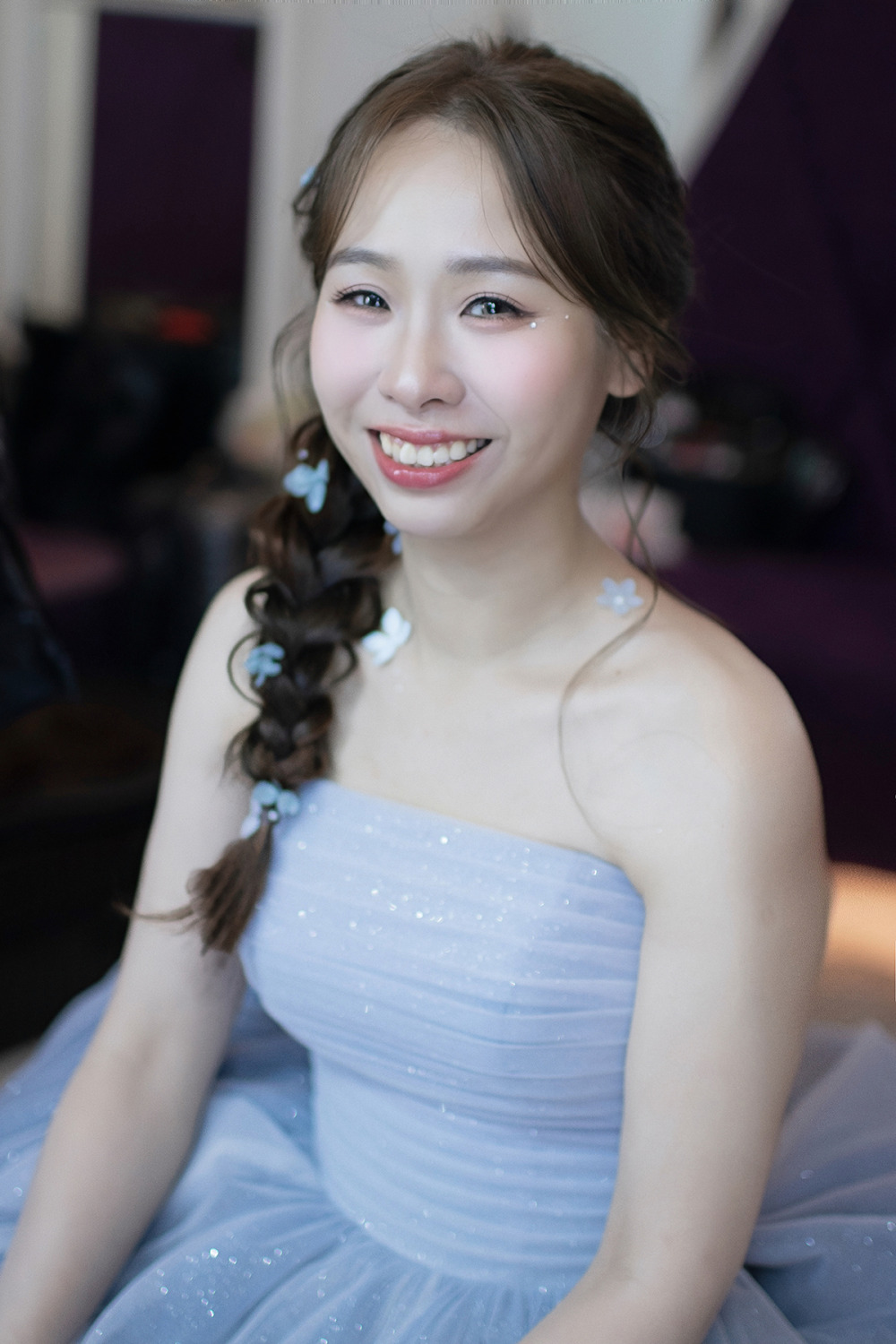 日系編髮造型,台北新秘,韓系白紗造型,新娘秘書,清透新娘妝感,編髮花藝造型