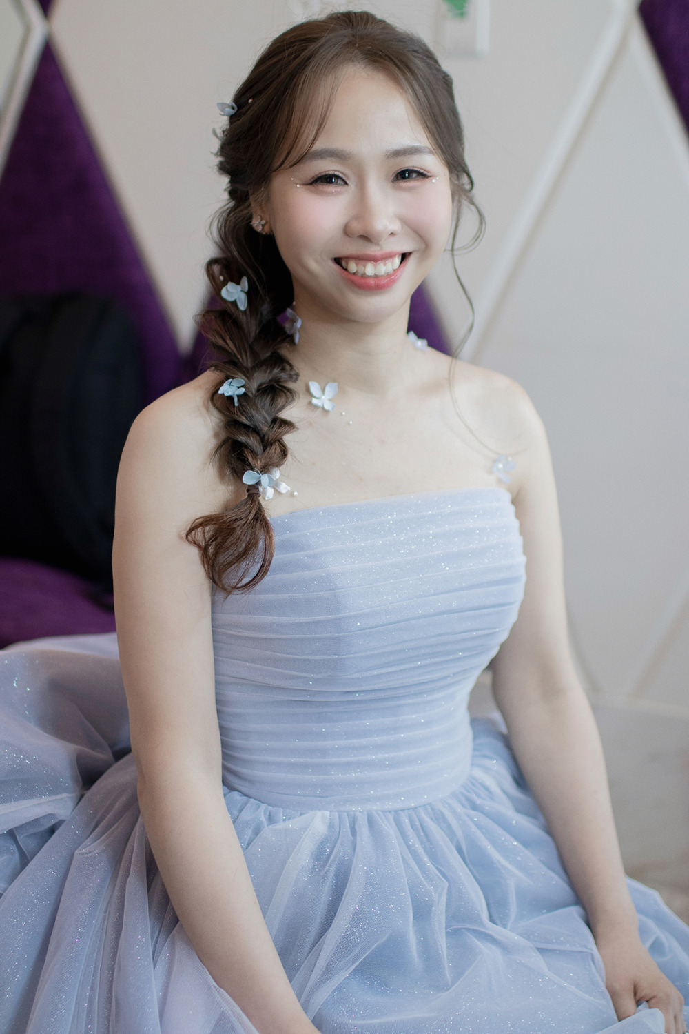 日系編髮造型,台北新秘,韓系白紗造型,新娘秘書,清透新娘妝感,編髮花藝造型