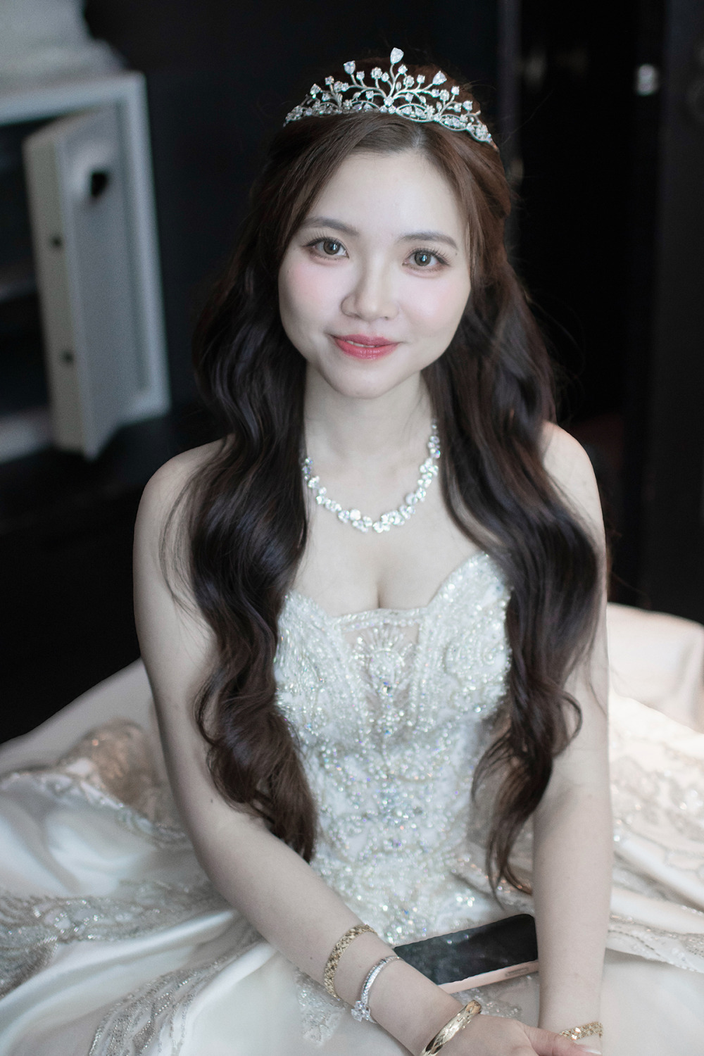 新秘,千金感新娘妝容,放髮新娘皇冠造型,經典白紗造型,新娘秘書,清透自然妝感