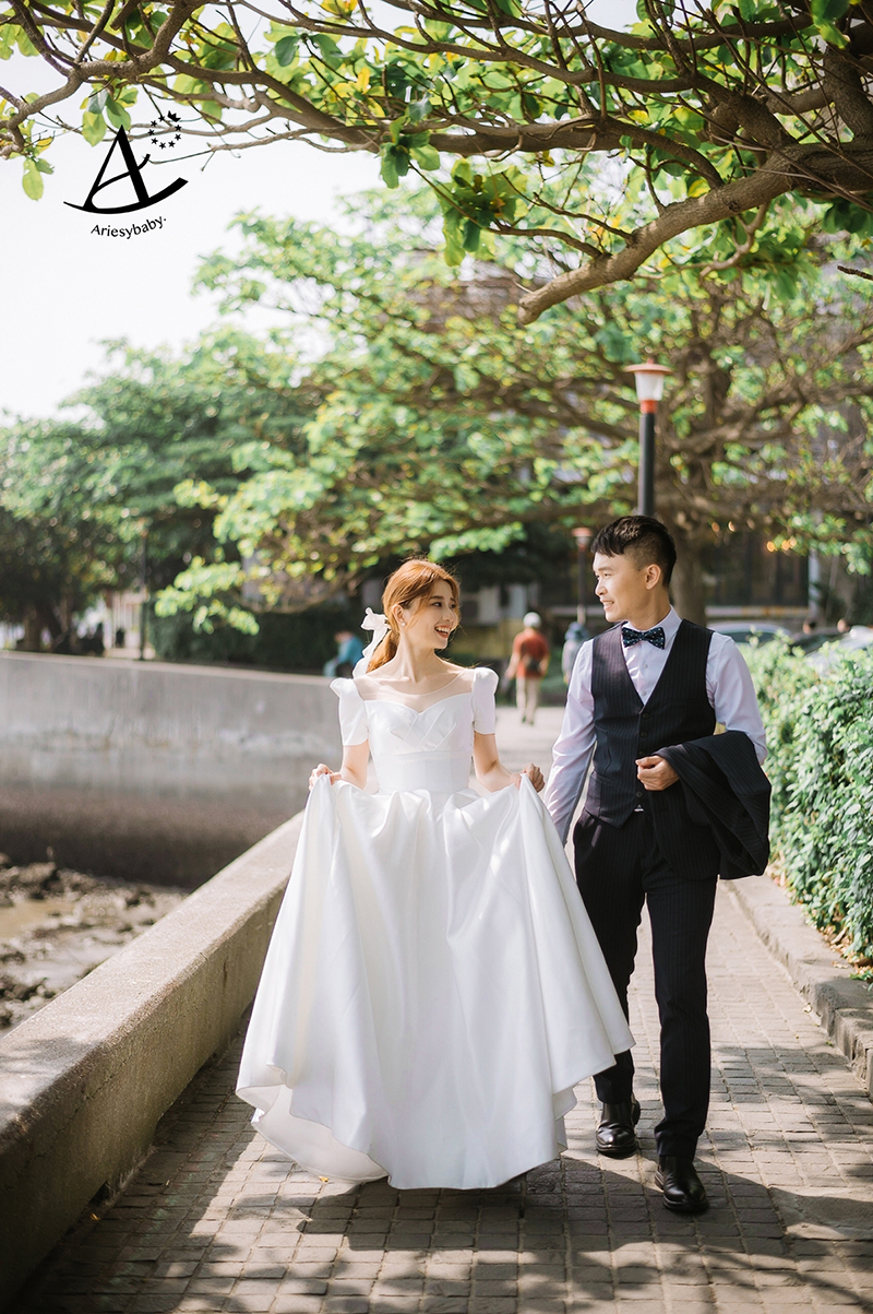 韓風婚紗推薦,婚紗景點淡水,韓系緞面白紗,Ariesy愛瑞思婚紗,婚攝大嘴團隊
