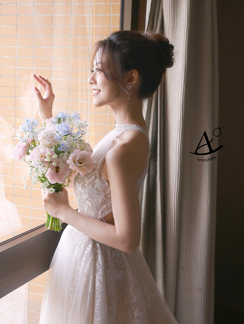 婚紗禮服出租,削肩蕾絲白紗,宴客禮服推薦,Ariesy愛瑞思婚紗,禮服租借台北