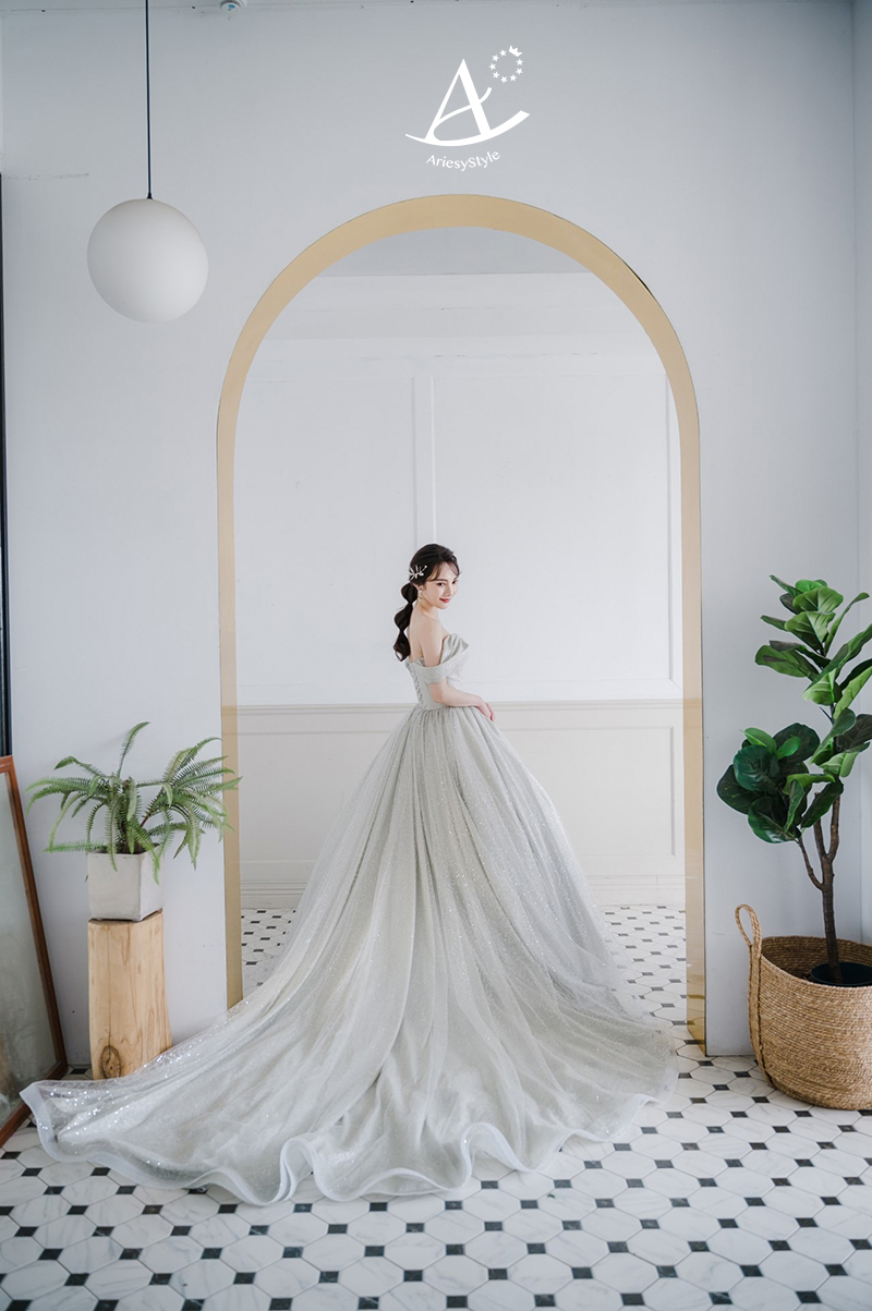 銀白紗婚紗,類白紗,銀白禮服,純宴客婚禮進場推薦婚紗,愛瑞思婚紗,Ariesy婚紗工作室
